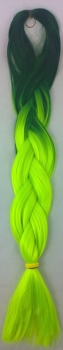 Braids ombre schwarz & grün neon zweifarbiges synthetisches Flechthaar  60cm  24inch  100gr. 3,5oz