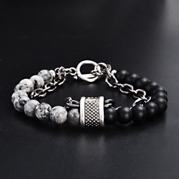 Quarz grau oder weiß - Lava Perlen (ø 8 mm) Armband mit einer Länge von 19,5 cm