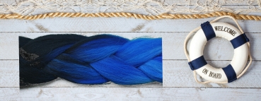 Braids Flechthaar schwarzblau  blau  hellblau  3 farbig 100 gr. Länge 60 cm