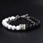 Preview: Quartz gray or white - lava beads (ø 8 mm) bracelet with a length of 19.5 cm