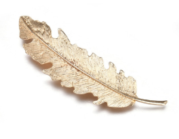 Feder Haarspange in Gold und Silber 9 x 2,7 cm